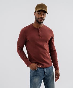 Tee-shirt manches longues avec col tunisien homme vue1 - GEMO 4G HOMME - GEMO