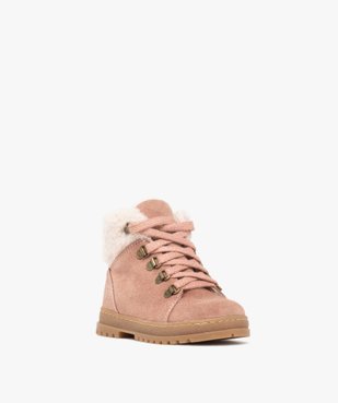 Boots bébé fille fourrées à col sherpa et dessus en cuir suédé - NA! vue4 - NA! - GEMO