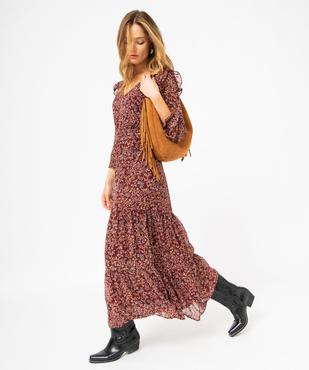 Robe longue à manches longues motif fleuri femme vue1 - GEMO(FEMME PAP) - GEMO