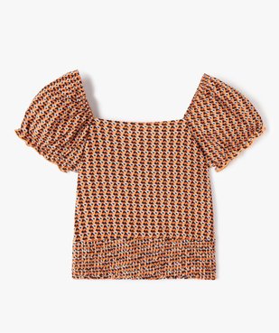 Blouse fille imprimée avec finitions smockées vue4 - GEMO (JUNIOR) - GEMO