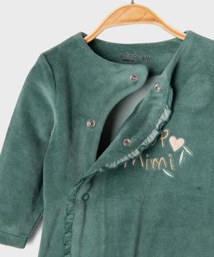 Pyjama en velours ouvert devant inscription dorée bébé vue2 - GEMO 4G BEBE - GEMO