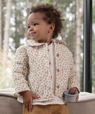 Veste en gaze de coton matelassé et fleuri à col Claudine bébé fille vue2 - GEMO(BEBE DEBT) - GEMO