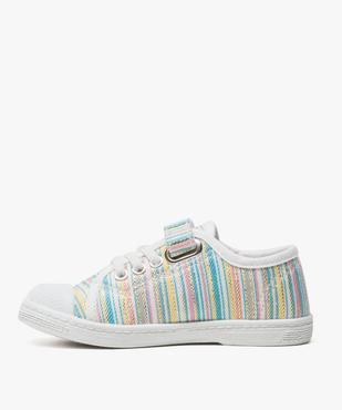 Tennis fille rayée et dorée à scratch et lacets élastiques vue3 - GEMO (ENFANT) - GEMO