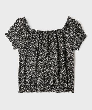 Blouse fleurie à manches courtes et col Bardot fille vue1 - GEMO (JUNIOR) - GEMO