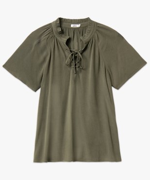 Blouse à manches courtes en crêpe de viscose uni femme vue4 - GEMO(FEMME PAP) - GEMO