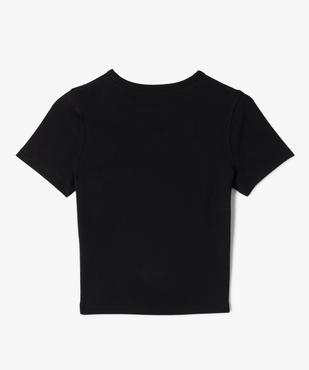 Tee-shirt court à manches courtes avec motif ajouré fille vue7 - GEMO 4G FILLE - GEMO