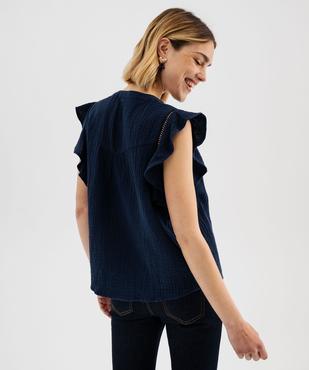 Blouse manches courtes en gaze de coton femme vue3 - GEMO(FEMME PAP) - GEMO