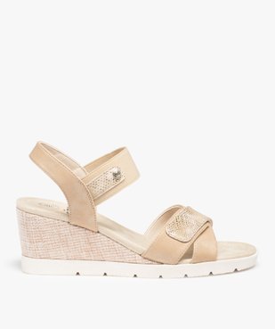 Sandales femme compensées à bride élastique vue1 - GEMO(URBAIN) - GEMO