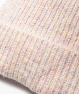 Bonnet fille en maille côtelée multicolore avec pompon vue3 - GEMO (JUNIOR) - GEMO