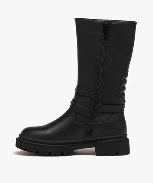 Bottes fille unies avec brides à strass et à zip vue3 - GEMO (ENFANT) - GEMO