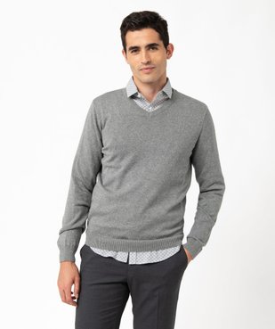 Pull homme à col V en coton fin vue1 - GEMO 4G HOMME - GEMO