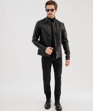 Blouson en cuir imitation avec fermeture zippée homme vue4 - GEMO (HOMME) - GEMO