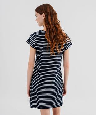 Chemise de nuit en jersey rayé à col V femme vue3 - GEMO 4G FEMME - GEMO