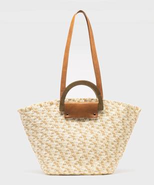 Sac en paille tricolore porté main et porté épaule femme vue1 - GEMO (ACCESS) - GEMO