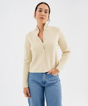Gilet col montant volanté femme vue2 - GEMO(FEMME PAP) - GEMO