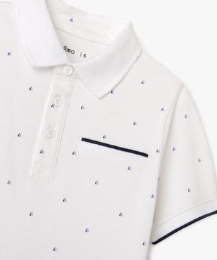 Polo manches courtes en maille piquée à petits motifs garçon vue2 - GEMO 4G GARCON - GEMO