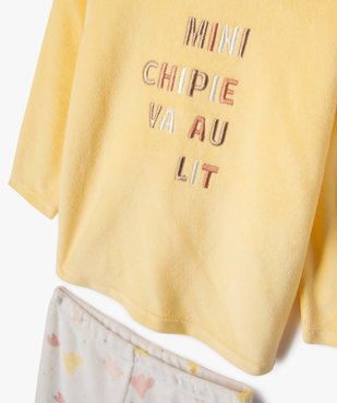 Pyjama en velours 2 pièces avec inscription brodée bébé fille vue2 - GEMO(BB COUCHE) - GEMO
