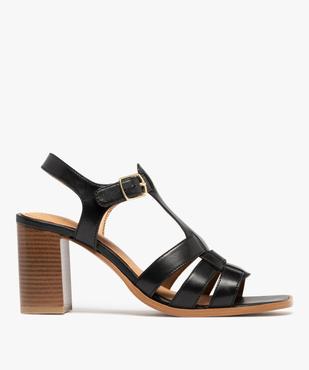 Sandales à brides dessus cuir à talon haut femme - Tanéo vue1 - TANEO - GEMO