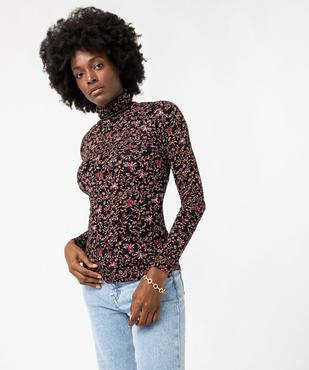 Tee-shirt manches longues et col roulé imprimé femme vue2 - GEMO 4G FEMME - GEMO