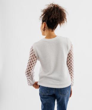 Pull col rond bi-matière femme vue3 - GEMO(FEMME PAP) - GEMO