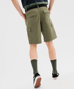 Bermuda cargo en toile de coton lavée avec ceinture homme vue3 - GEMO (HOMME) - GEMO