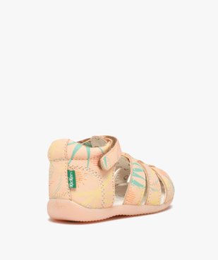 Sandales fille en cuir imprimé avec bout fermé et à scratch - Kickers vue4 - KICKERS - GEMO
