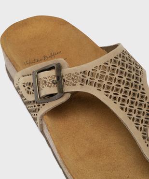 Sandales plates en cuir à entredoigt et large bride ajourée femme vue7 - VALENTINA BALDANO GEMO FORGOOD - GEMO