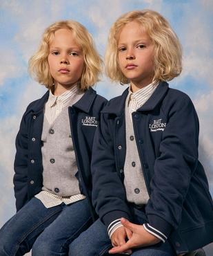 Sweat avec col chemise fermeture pressions garçon vue1 - GEMO (ENFANT) - GEMO