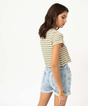 Gilet court à manches courtes en maille fantaisie rayée femme - Camps United vue3 - CAMPS UNITED - GEMO