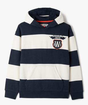 Sweat à capuche rayé en maille fine garçon - Camps United vue2 - CAMPS - GEMO