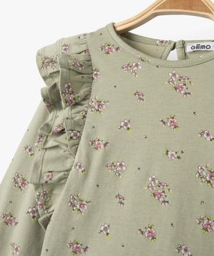 Tee-shirt bébé fille à manches longues fleurs et volant vue2 - GEMO(BEBE DEBT) - GEMO