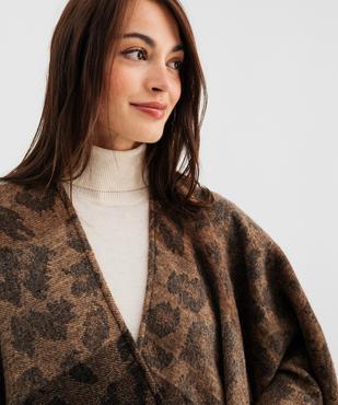 Poncho réversible à motif léopard et motif tartan femme vue3 - GEMO (ACCESS) - GEMO