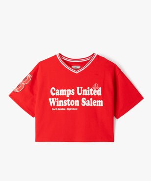 Tee-shirt manches courtes ample et court à col V fille - Camps United vue1 - CAMPS - GEMO
