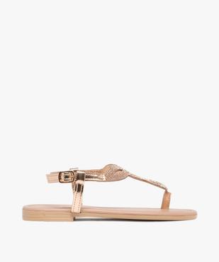 Sandales fille avec brides entre-doigts effet métallisé et à strass vue1 - GEMO (ENFANT) - GEMO