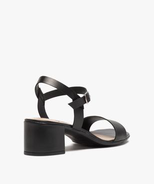 Sandales femme à talon carré dessus brides en cuir uni vue4 - GEMO(URBAIN) - GEMO