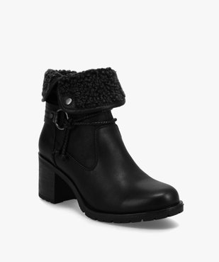 Boots femme à talon carré et col sherpa vue2 - GEMO(URBAIN) - GEMO