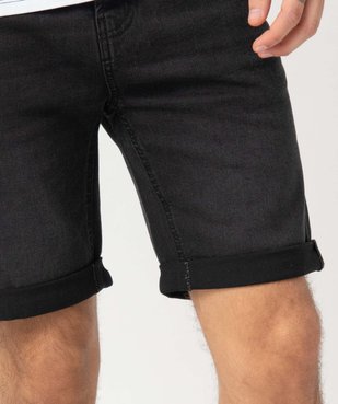 Bermuda homme en jean extensible délavé vue2 - GEMO 4G HOMME - GEMO