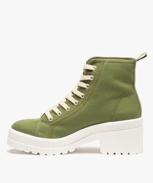 Tennis femme mid-cut en toile unie à talon et semelle crantée vue3 - GEMO (SPORTSWR) - GEMO
