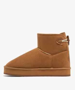 Boots femme en suédine avec bouton style duffle-coat et semelle épaisse vue3 - 5 MILES - GEMO