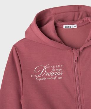 Sweat zippé à capuche avec message poitrine et dos fille vue3 - GEMO (ENFANT) - GEMO