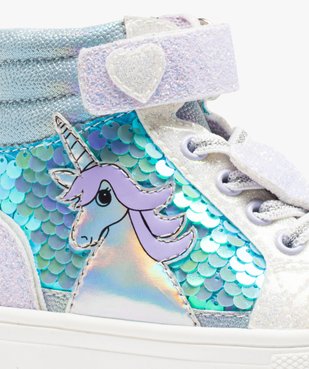 Baskets fille montantes à scratch détail licorne strass et paillettes  vue6 - GEMO(BEBE DEBT) - GEMO
