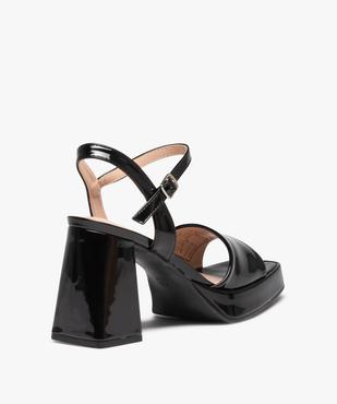 Sandales femme unies et vernies à talon carré évasé vue4 - SANS MARQUE - GEMO