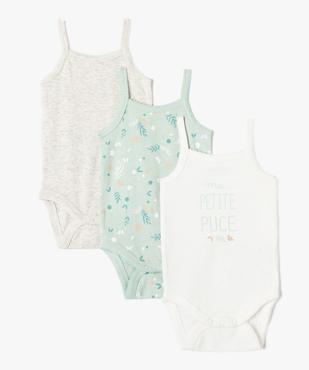 Body bébé à bretelles et motifs 100% coton biologique (lot de 3) vue1 - GEMO 4G BEBE - GEMO