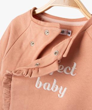 Sweat brassière en molleton à fermeture devant bébé fille vue2 - GEMO 4G BEBE - GEMO