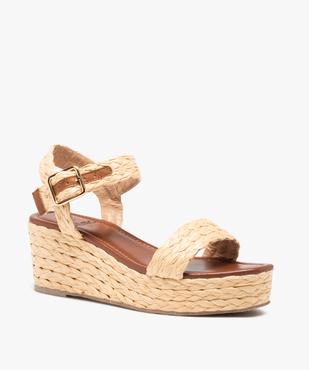 Sandales femme à talon compensé et brides en fibre tressée vue2 - GEMO(URBAIN) - GEMO