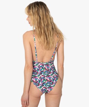 Maillot de bain femme une pièce à motifs fleuris vue3 - GEMO (PLAGE) - GEMO