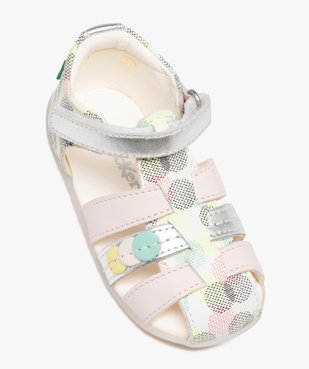 Chaussures premiers pas bébé fille sandales en cuir avec brides fantaisie et à scratch - Kickers  vue5 - KICKERS - GEMO