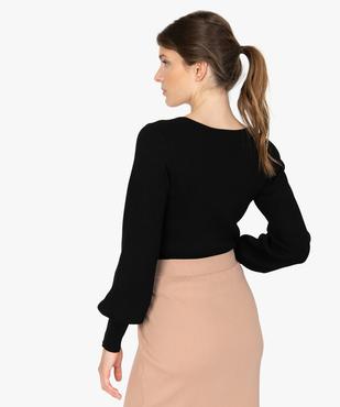 Pull femme en maille côtelée avec grand col carré vue3 - GEMO(FEMME PAP) - GEMO
