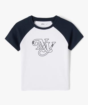 Tee-shirt manches courtes en maille côtelée stretch fille vue1 - GEMO (JUNIOR) - GEMO
