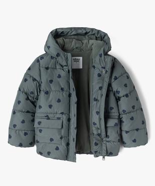 Blouson déperlant à capuche motifs coeurs doublé polaire fille vue3 - GEMO 4G FILLE - GEMO
